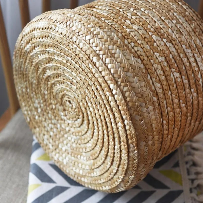 3-Piece Handmade Woven Storage Basket Set with Lids