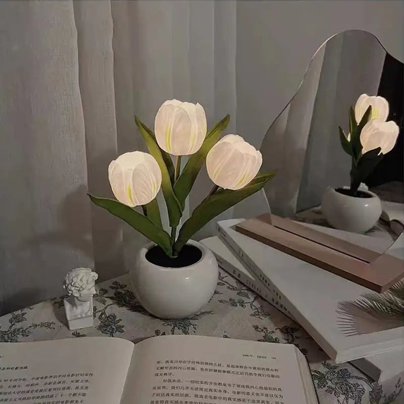 Luz nocturna de tulipanes bonsái